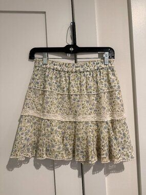 LoveShackFancy Diamond Skirt in White Garden Stream
